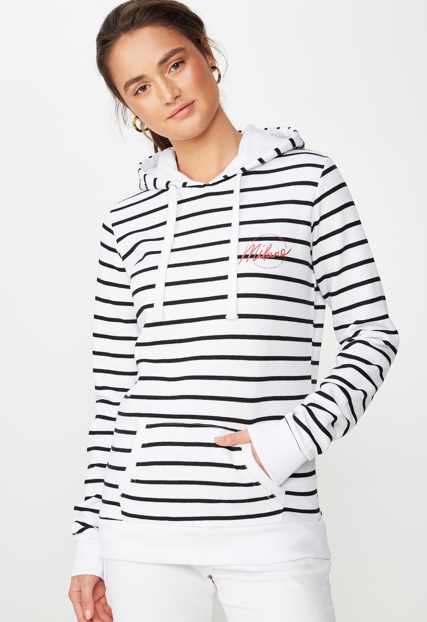 Cotton On - Delevingne graphic hoodie  - white & black 