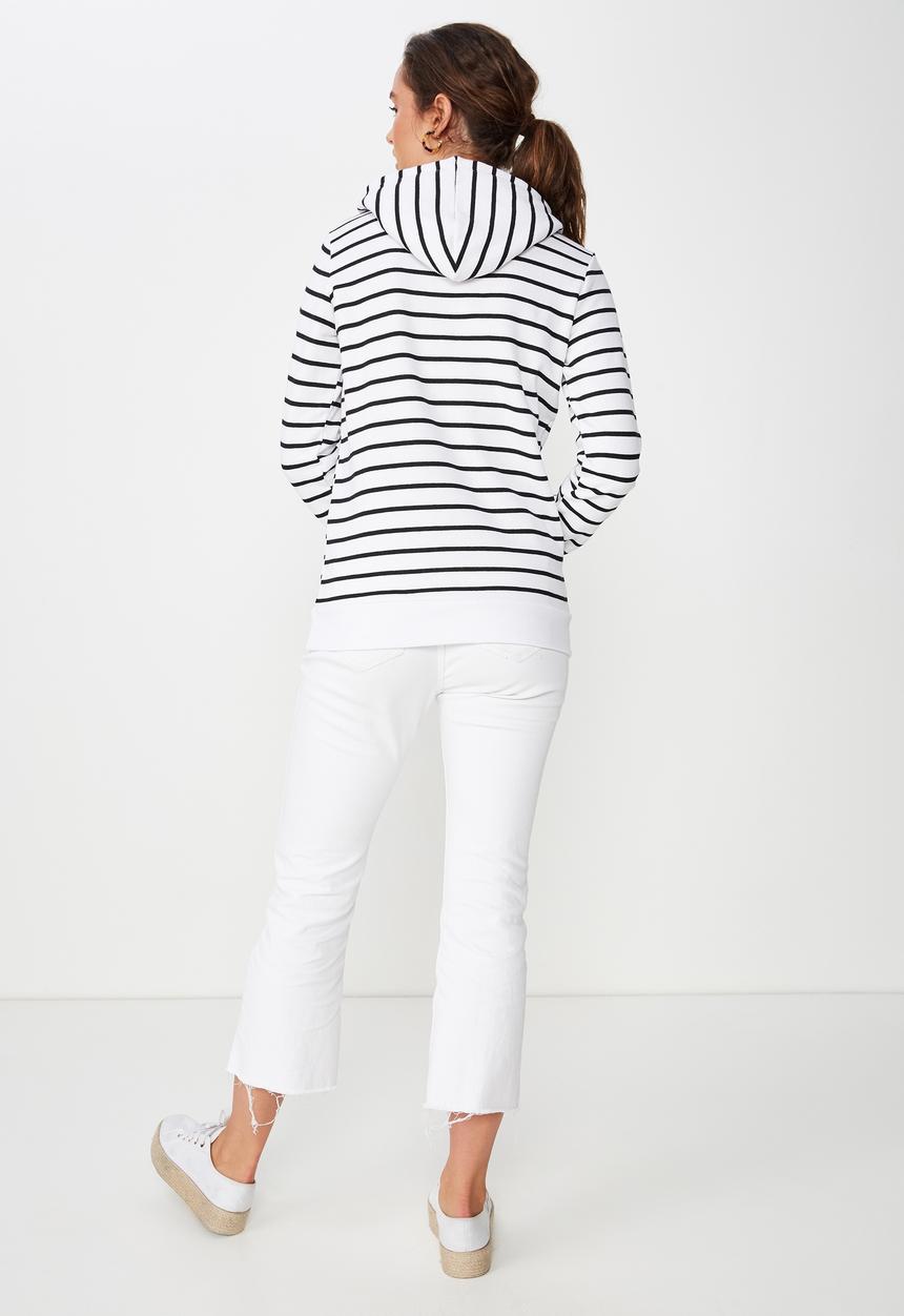 Cotton On - Delevingne graphic hoodie  - white & black 