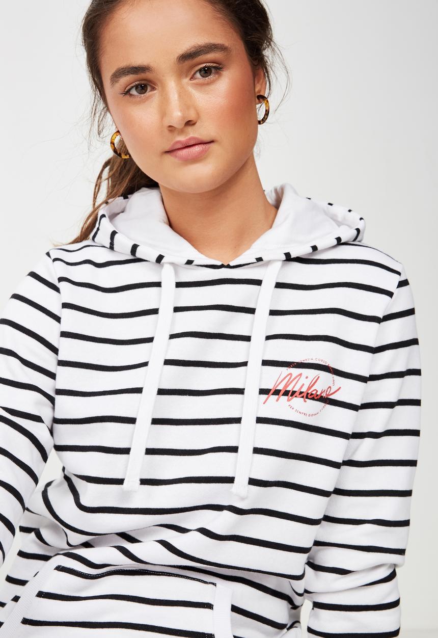 Cotton On - Delevingne graphic hoodie  - white & black 