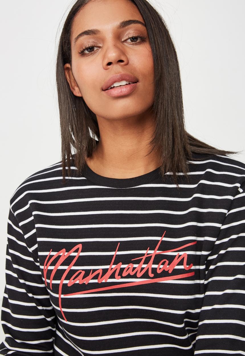 Cotton On - Ferguson graphic crew sweater  - black & white 