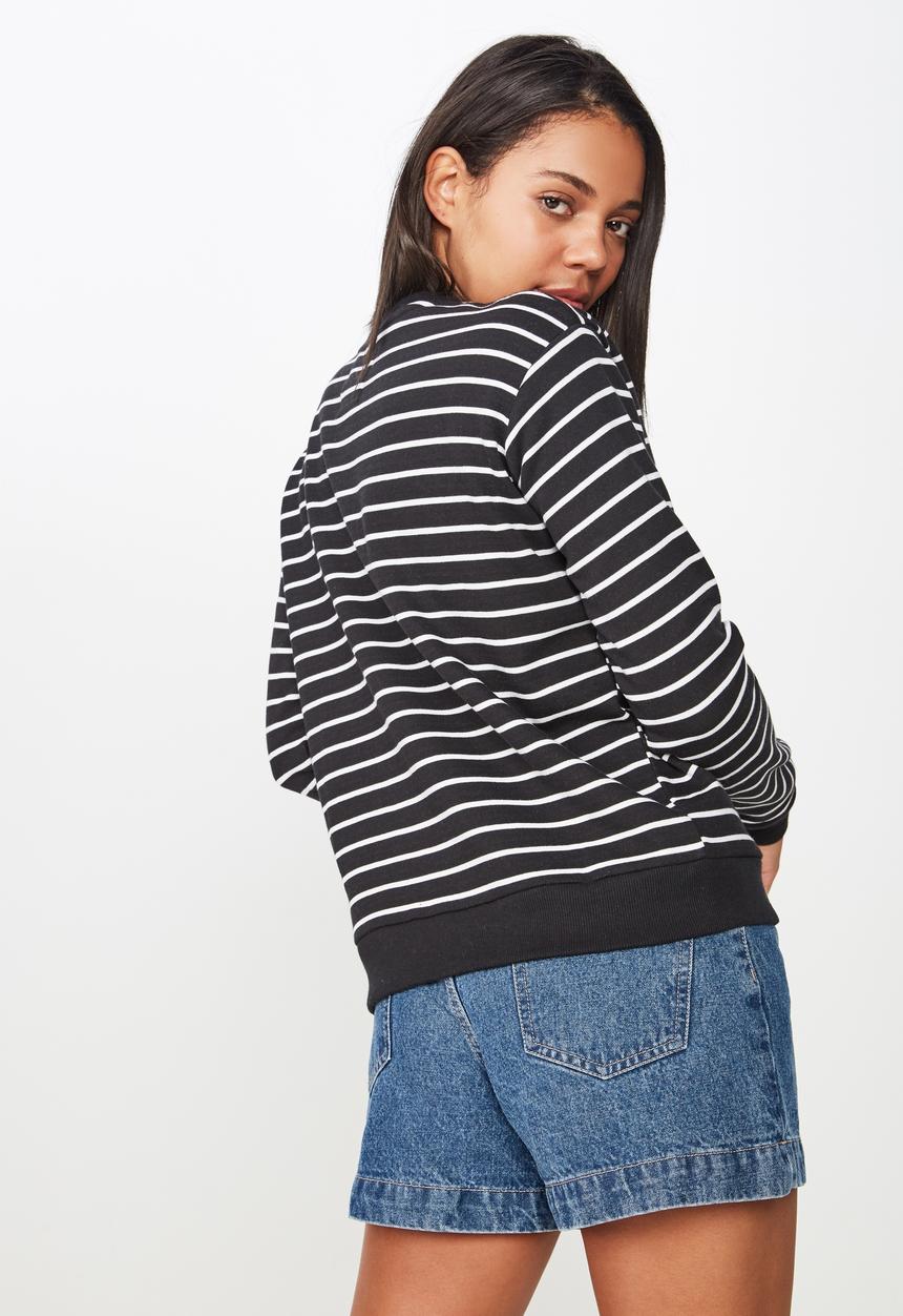 Cotton On - Ferguson graphic crew sweater  - black & white 