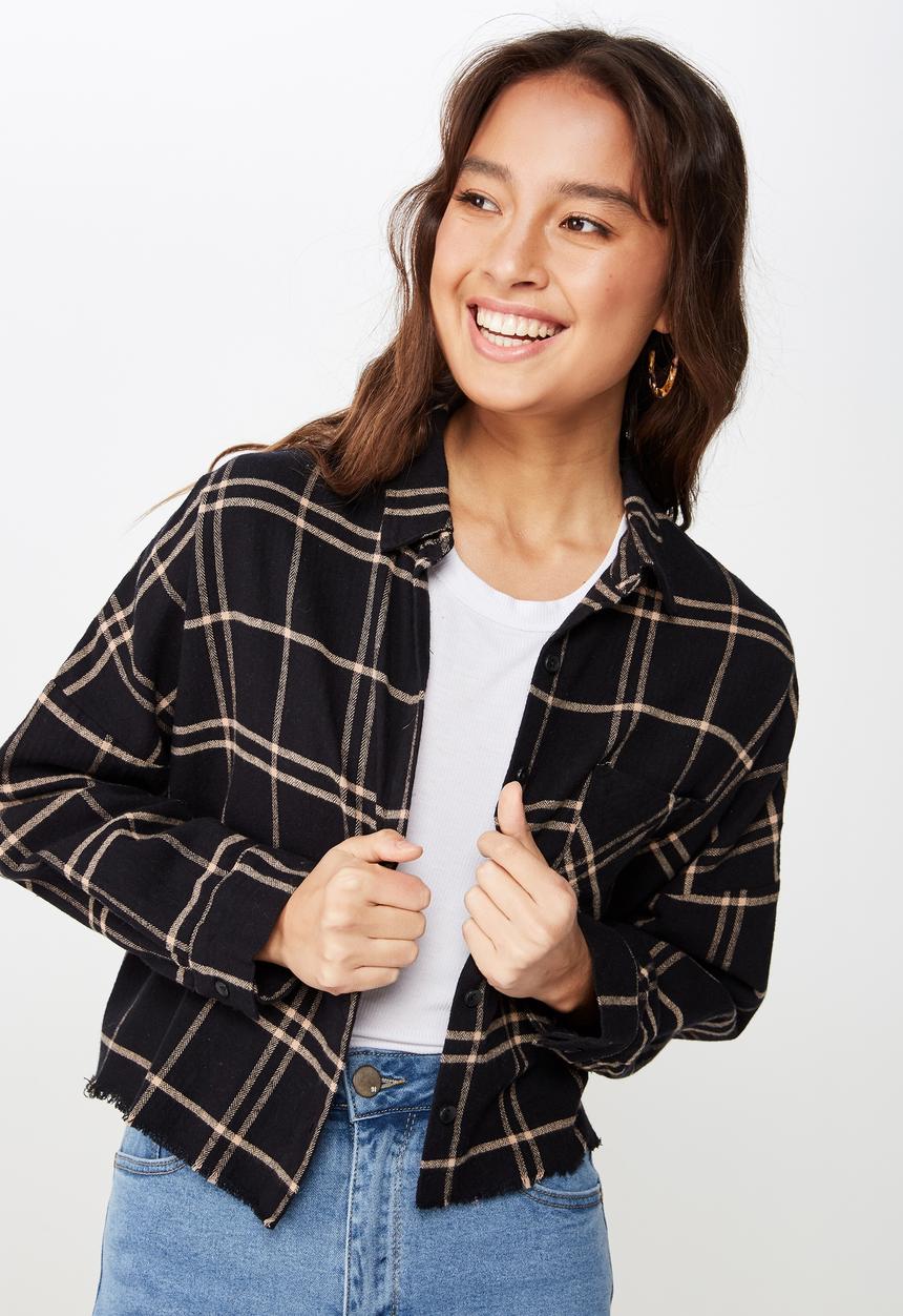 Cotton On - Megan chopped shirt  - black