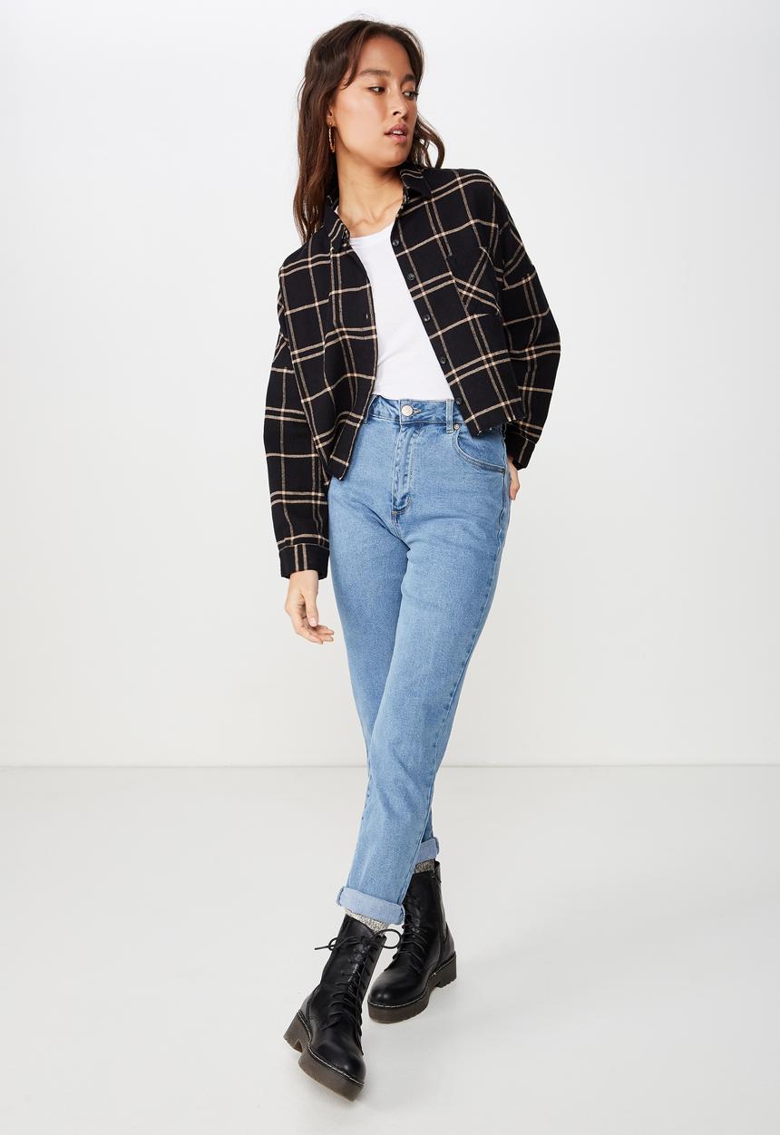 Cotton On - Megan chopped shirt  - black