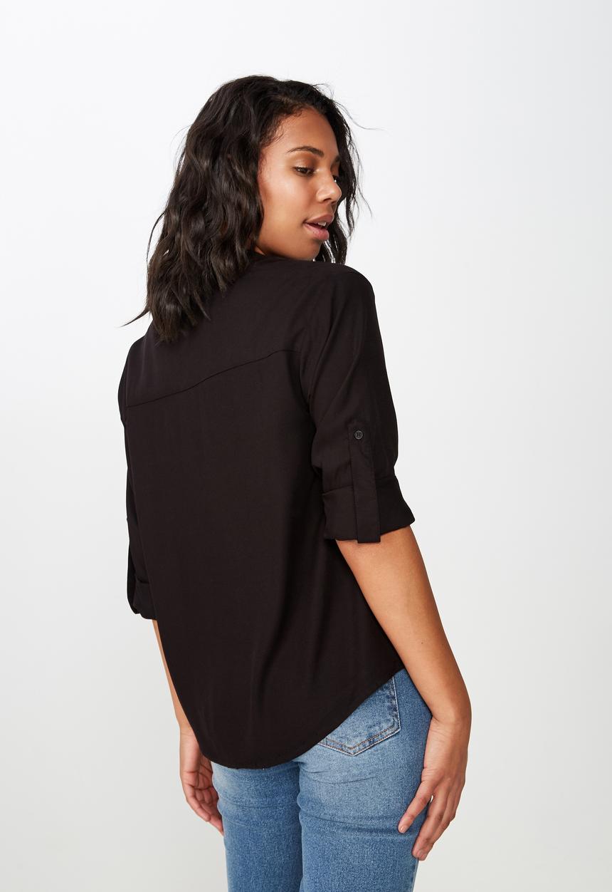 Cotton On - Lisa popover blouse  - black