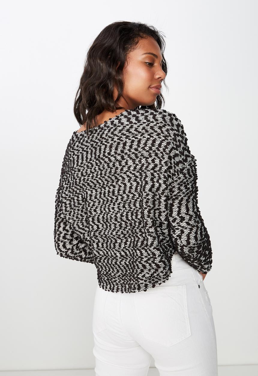 Cotton On - Stacey long sleeve texture top  - black