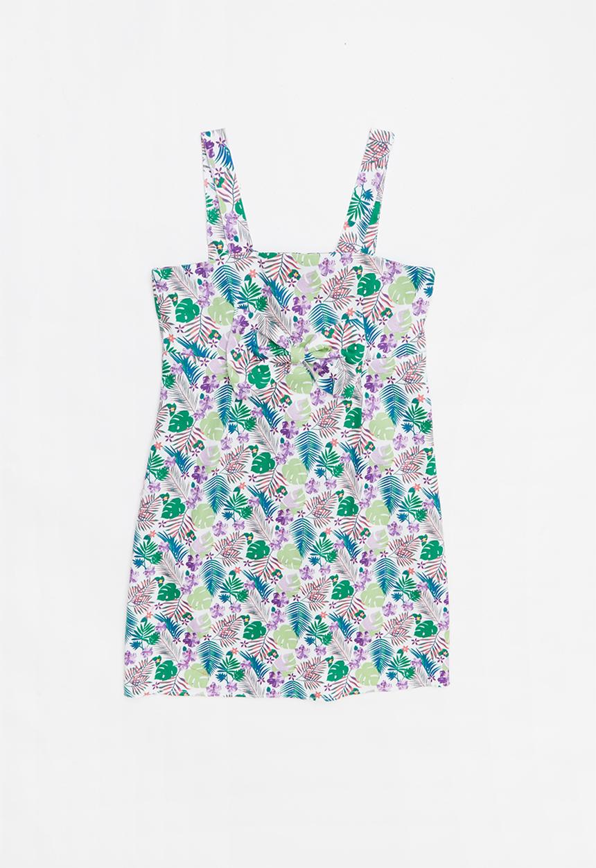 Pop Candy - Bow summer tropical printed dress - multi