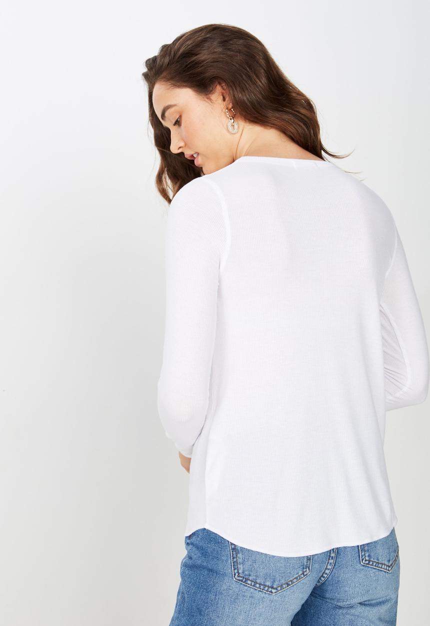 Cotton On - The girlfriend  long sleeve top  - white