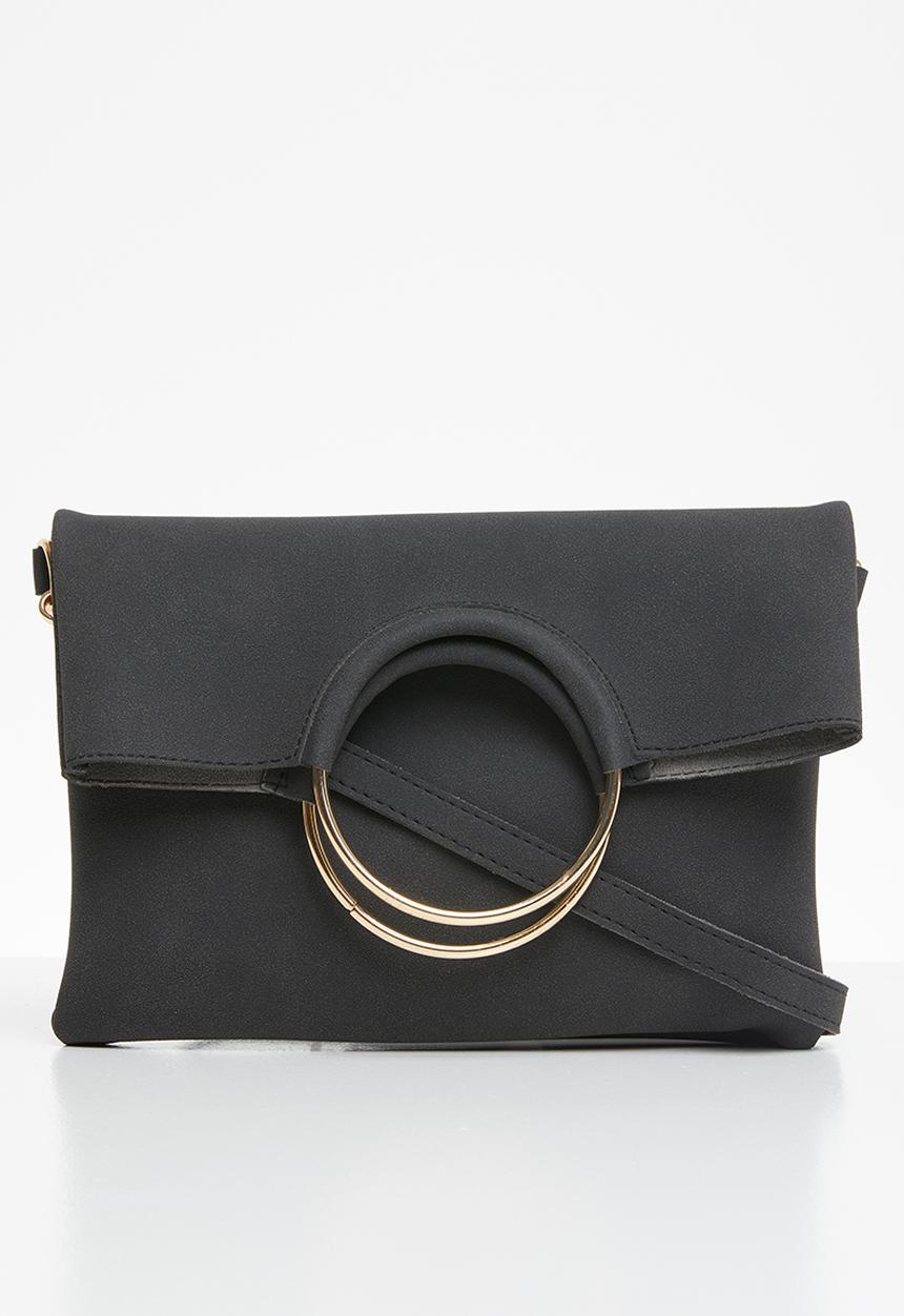 Superbalist - Metal ring cross body bag - black