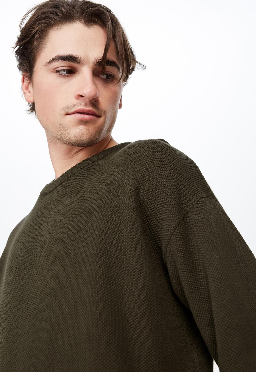 Cotton On - Lightweight crew neck sweater - khaki
