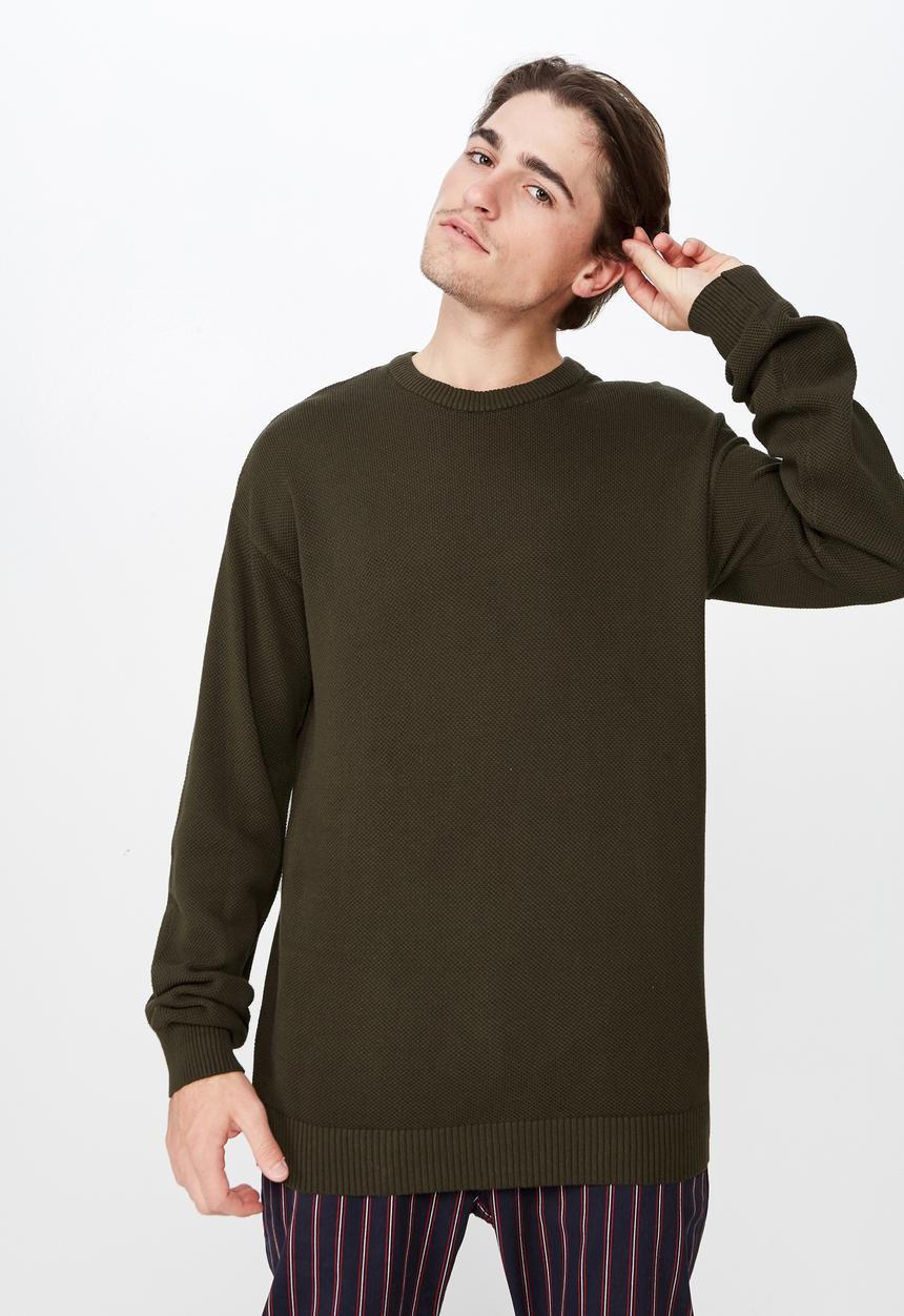 Cotton On - Lightweight crew neck sweater - khaki