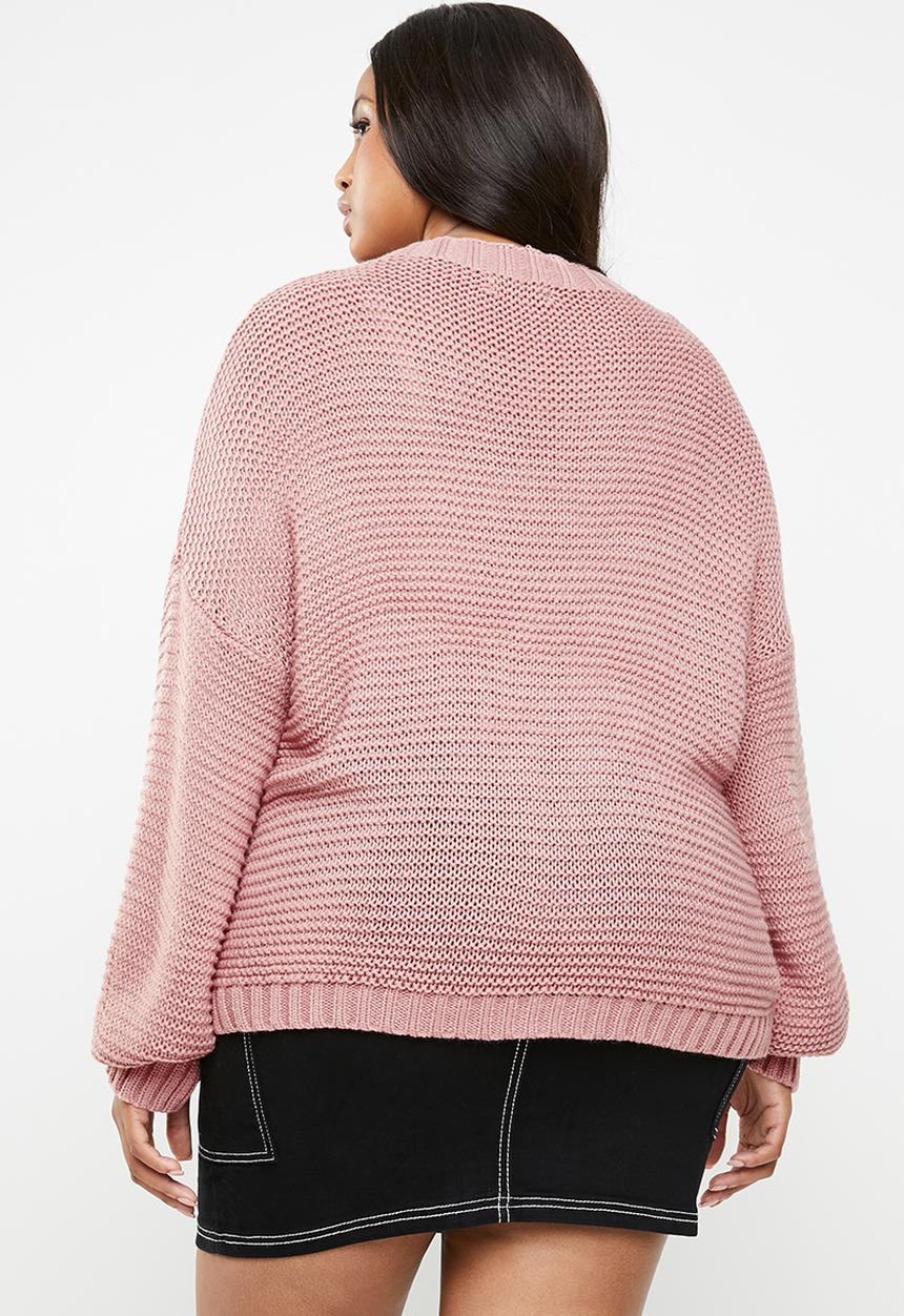 Missguided - Curve balloon sleeve cable jumper - pink