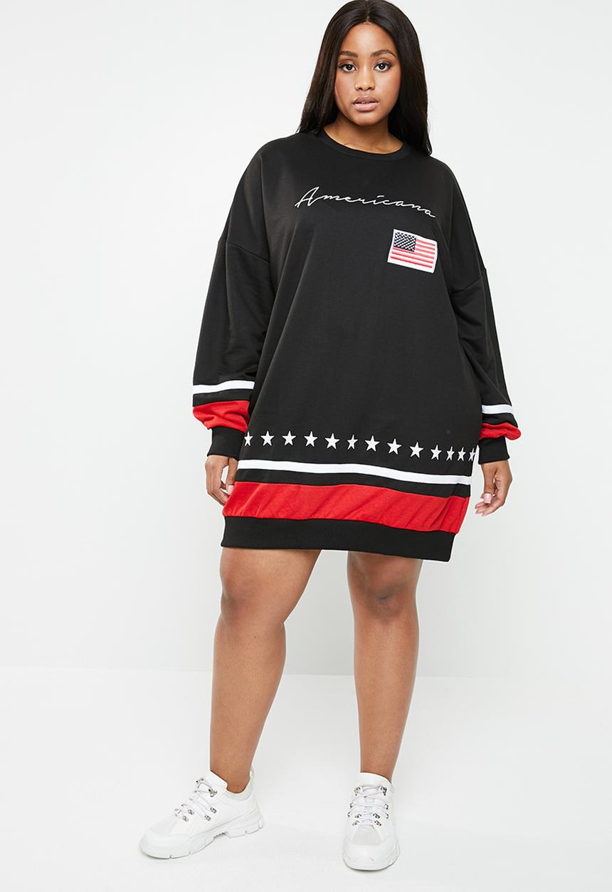 Missguided - Curve long sleeve USA sweat - black