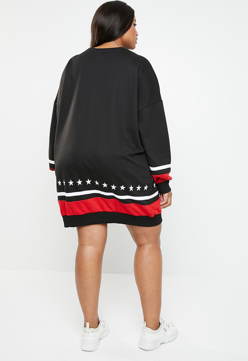 Missguided - Curve long sleeve USA sweat - black