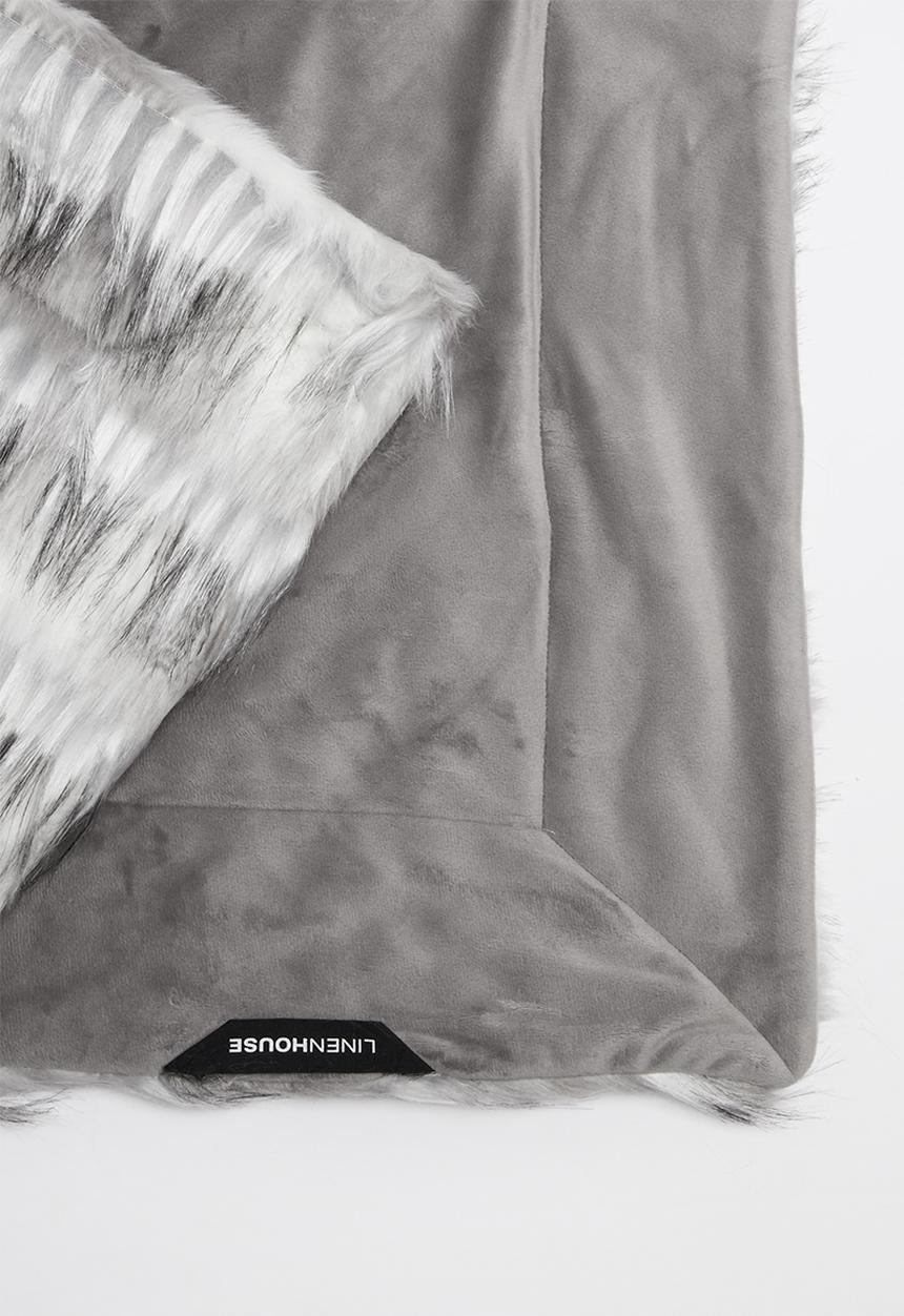 Linen House - Merle faux fur throw - grey