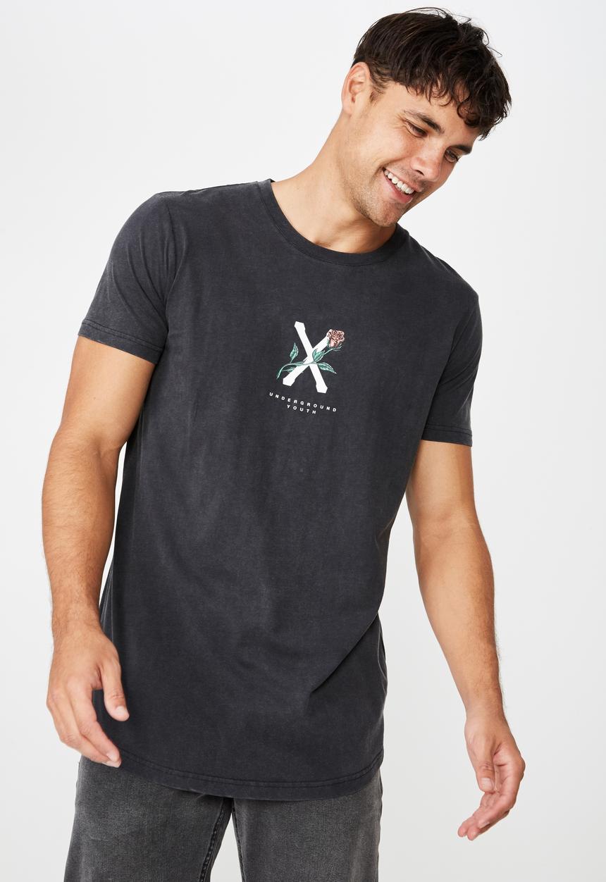 Cotton On - Longline scoop hem short sleeve tee - charcoal 