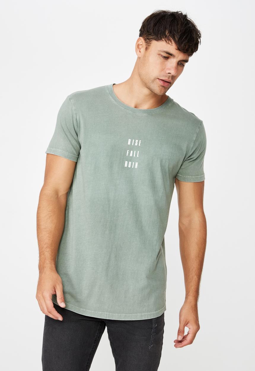 Cotton On - Longline scoop hem short sleeve tee - green