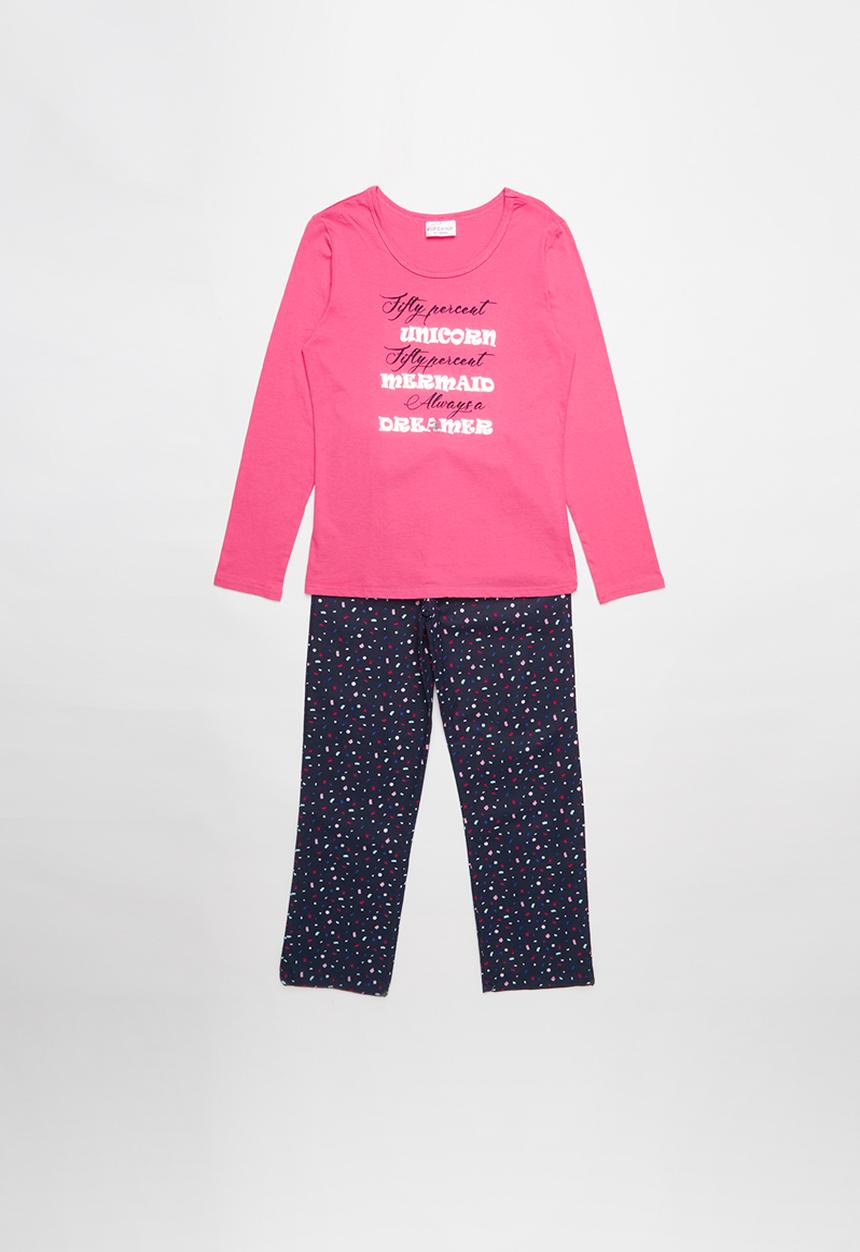 Pop Candy - Flannel pyjama top & bottom - pink & navy