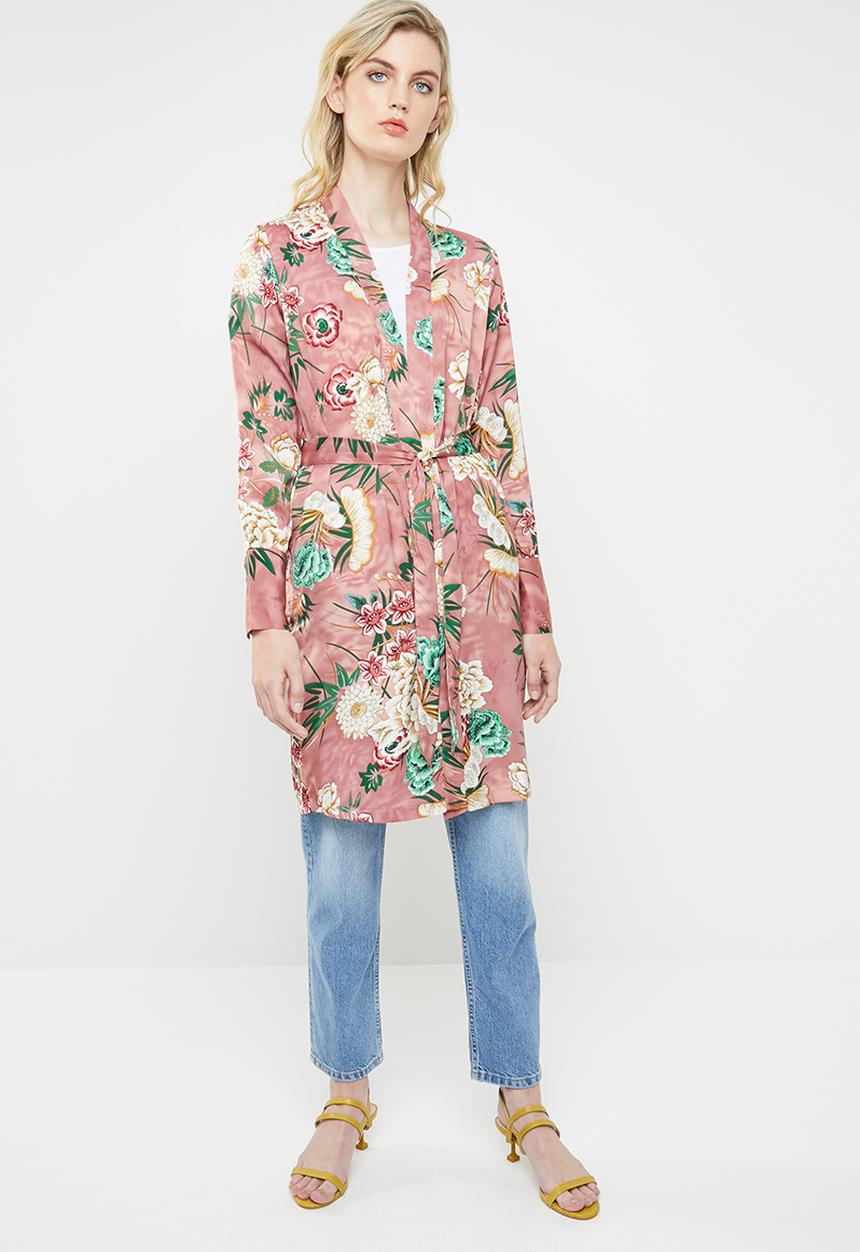 Jacqueline de Yong - Long sleeve kimono - pink