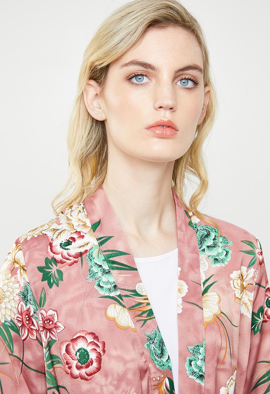 Jacqueline de Yong - Long sleeve kimono - pink