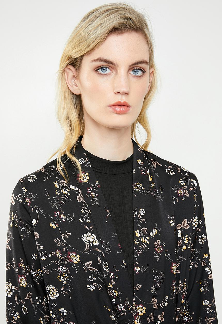 Jacqueline de Yong - Long sleeve kimono - black