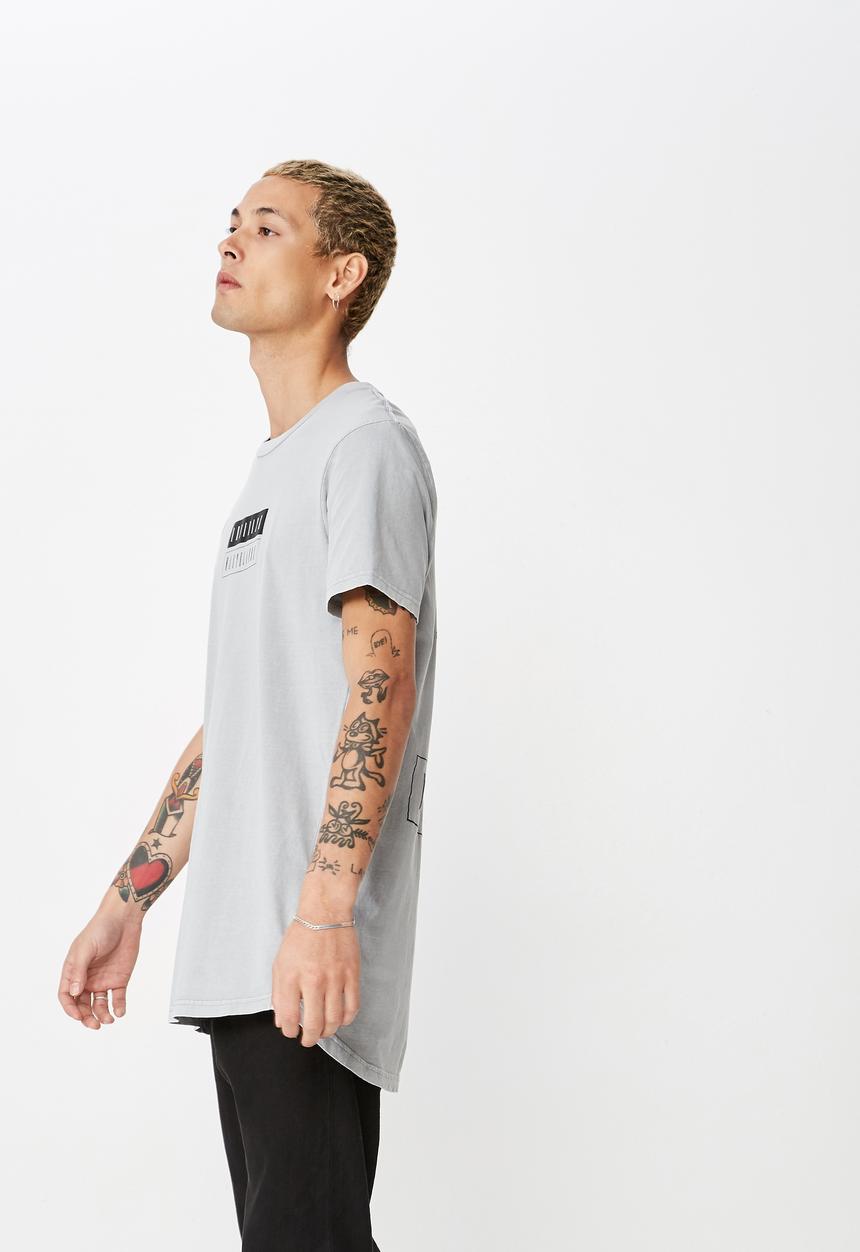 Cotton On - Longline scoop hem short sleeve tee - grey