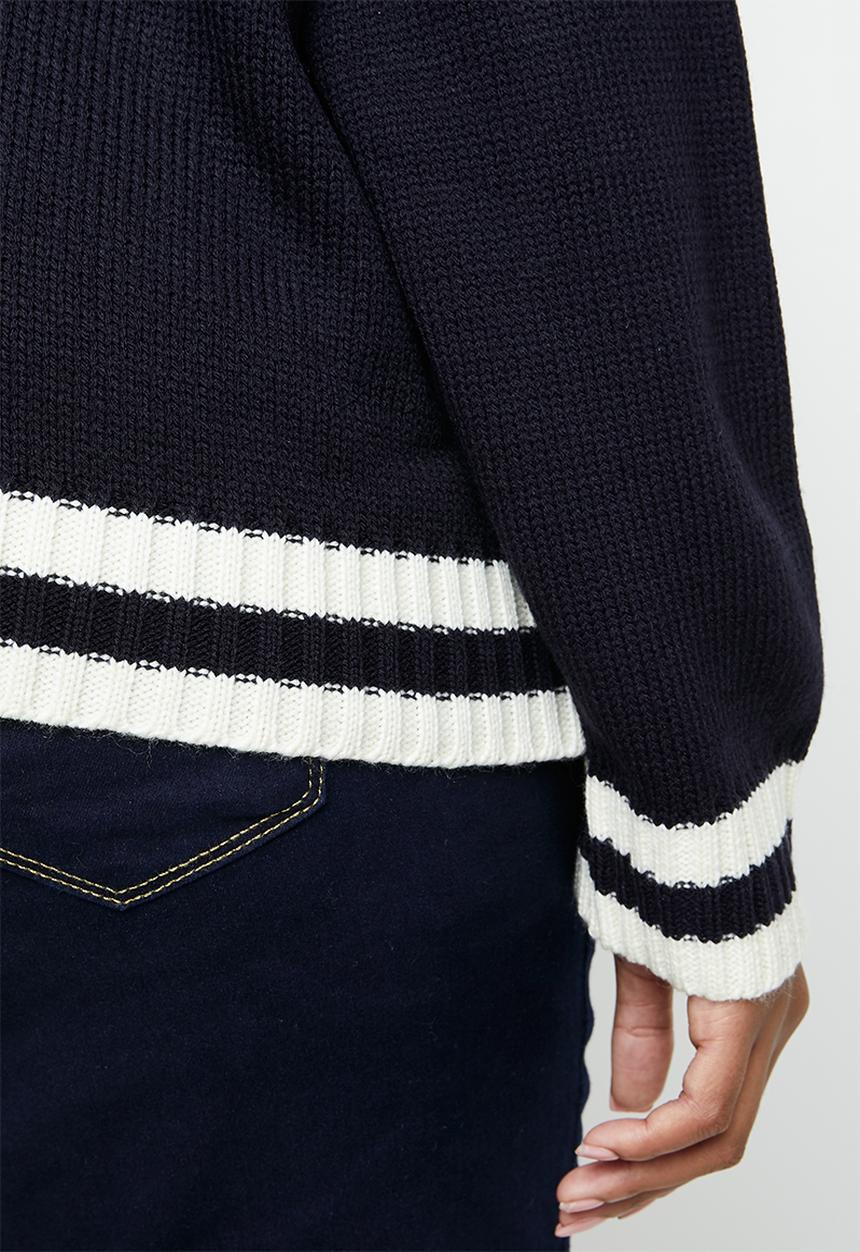 STYLE REPUBLIC PLUS - Cable knit v-neck jersey - navy