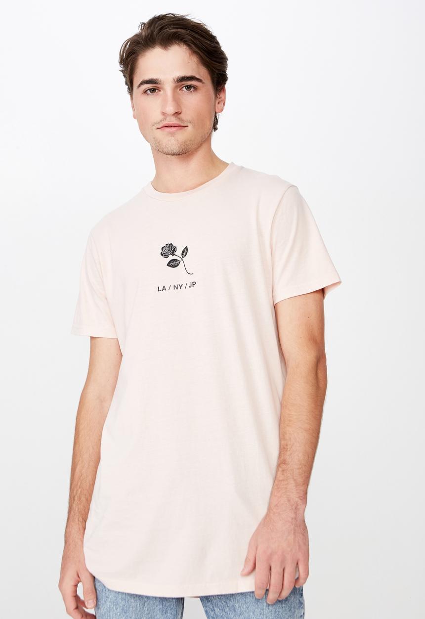 Cotton On - Longline scoop hem short sleeve tee - peach 