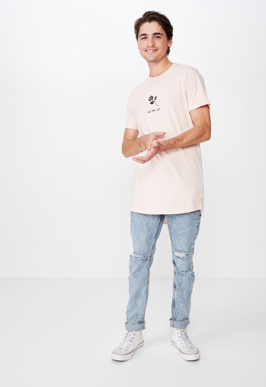 Cotton On - Longline scoop hem short sleeve tee - peach 