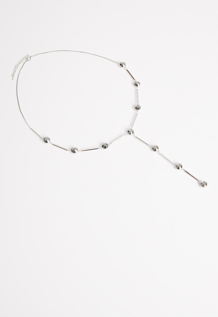 STYLE REPUBLIC - Beaded lariat necklace-silver