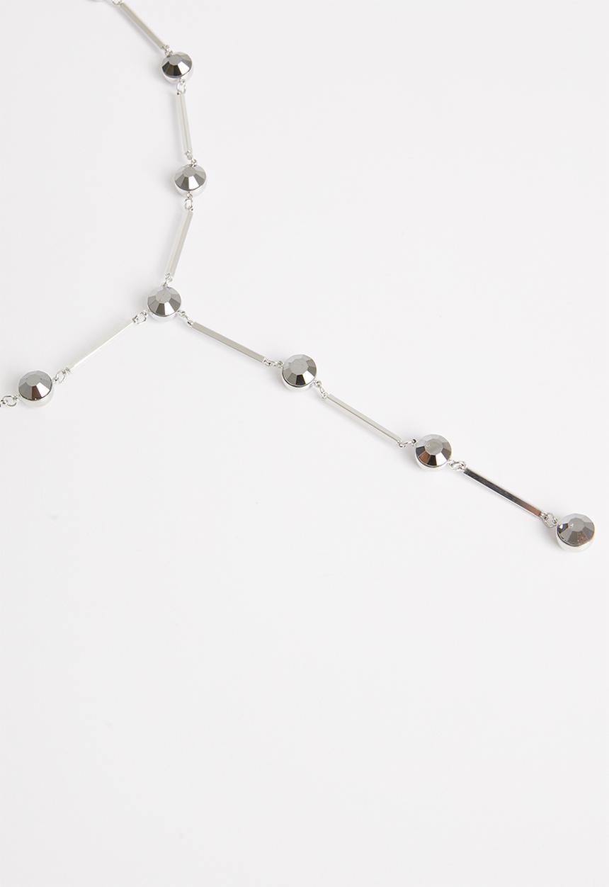 STYLE REPUBLIC - Beaded lariat necklace-silver