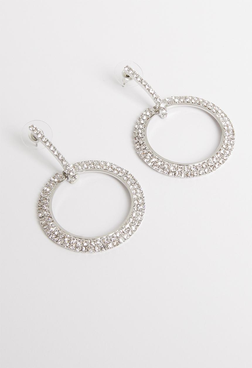 STYLE REPUBLIC - Karen diamante hoops - silver 