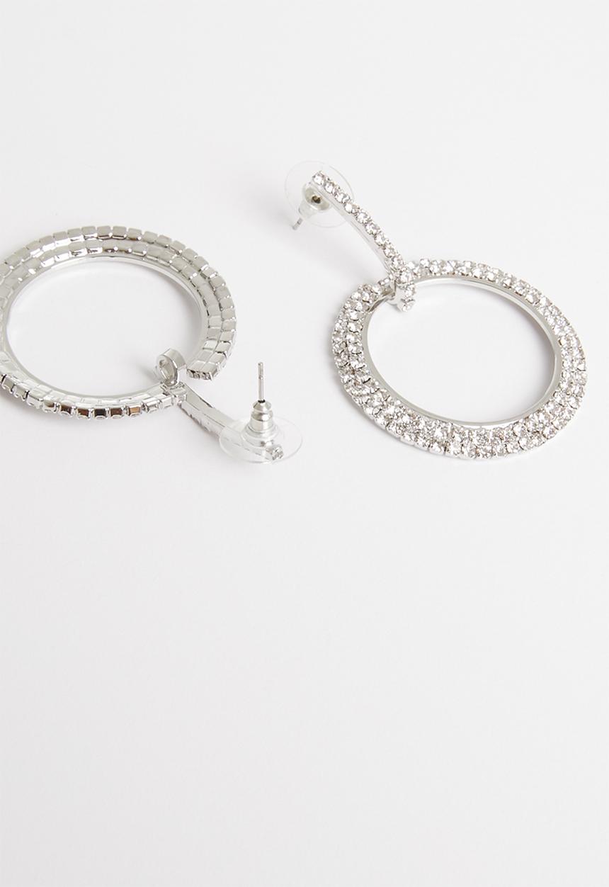 STYLE REPUBLIC - Karen diamante hoops - silver 