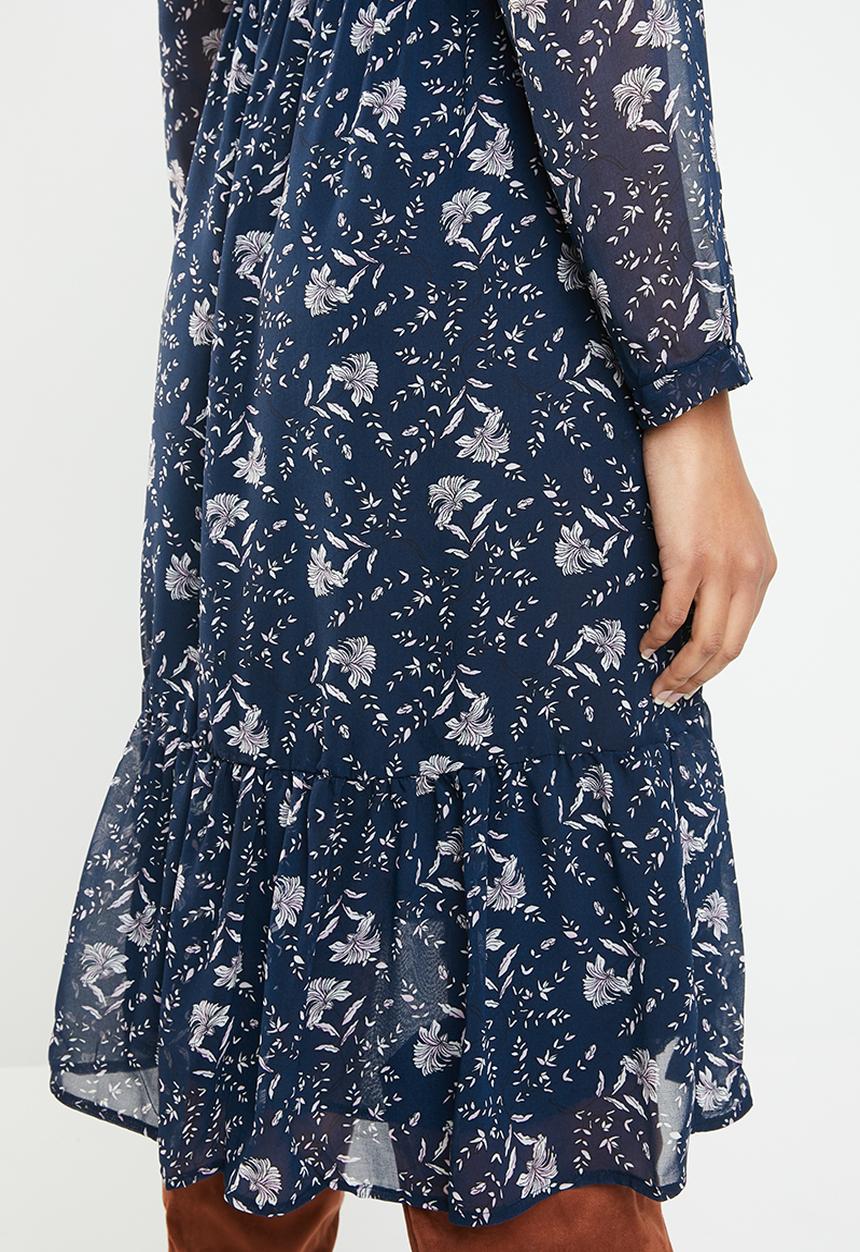 Vero Moda - Piana long sleeve calf dress - navy