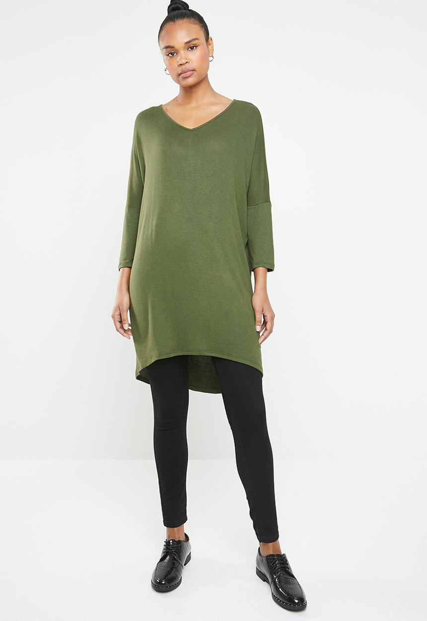 Vero Moda - Paya 3/4 V-neck long top - green