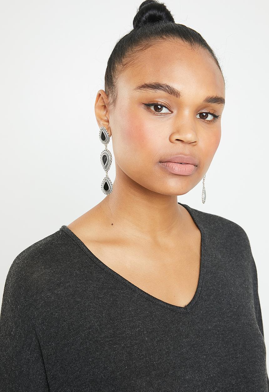 Vero Moda - Paya 3/4 V-neck long top - black
