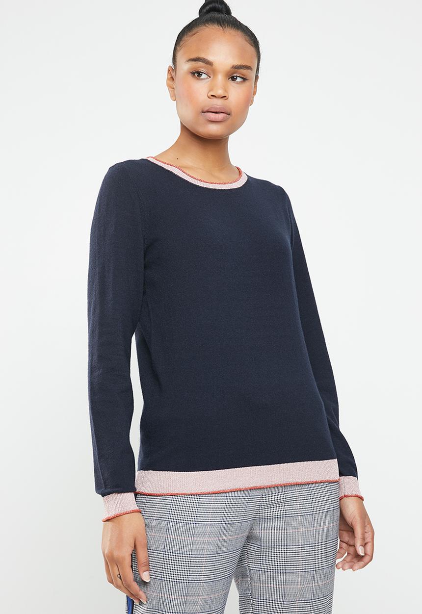 Vero Moda - Karis long sleeve o-neck knit - navy