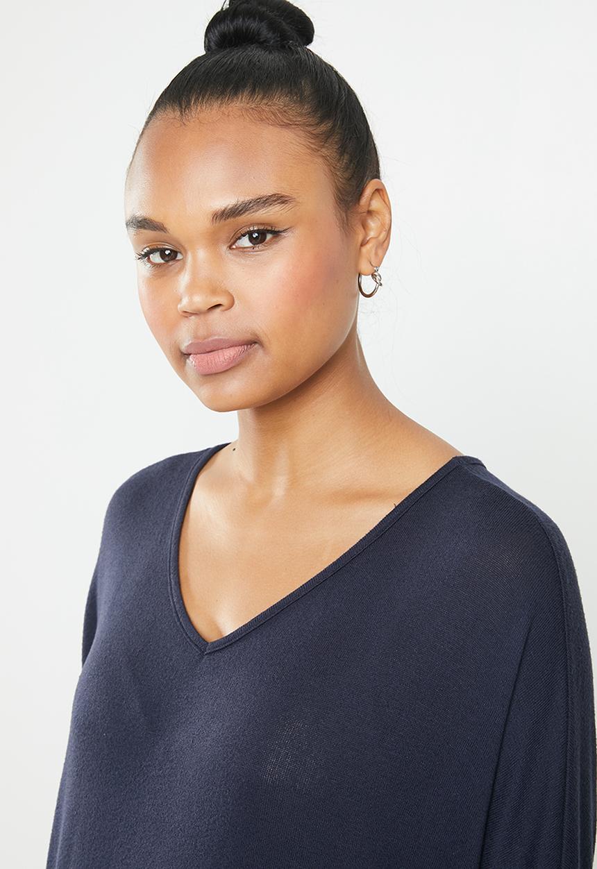 Vero Moda - Paya 3/4 V-neck long top - navy