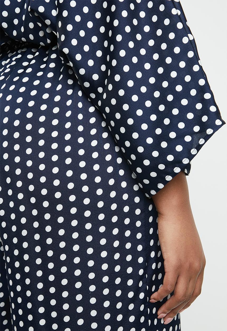 Missguided - Curve kimono sleeve culotte jumpsuit - navy & white