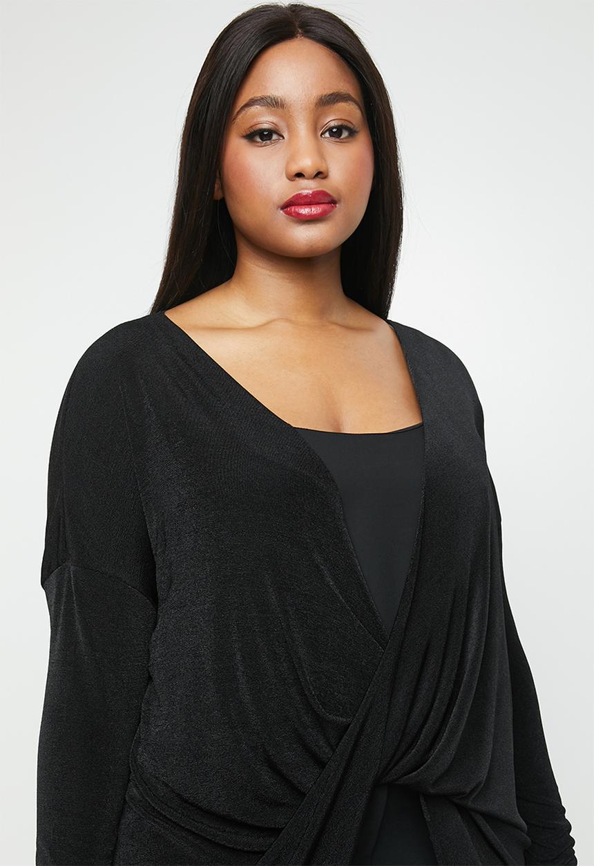 Missguided - Curve drape long sleeve top - black