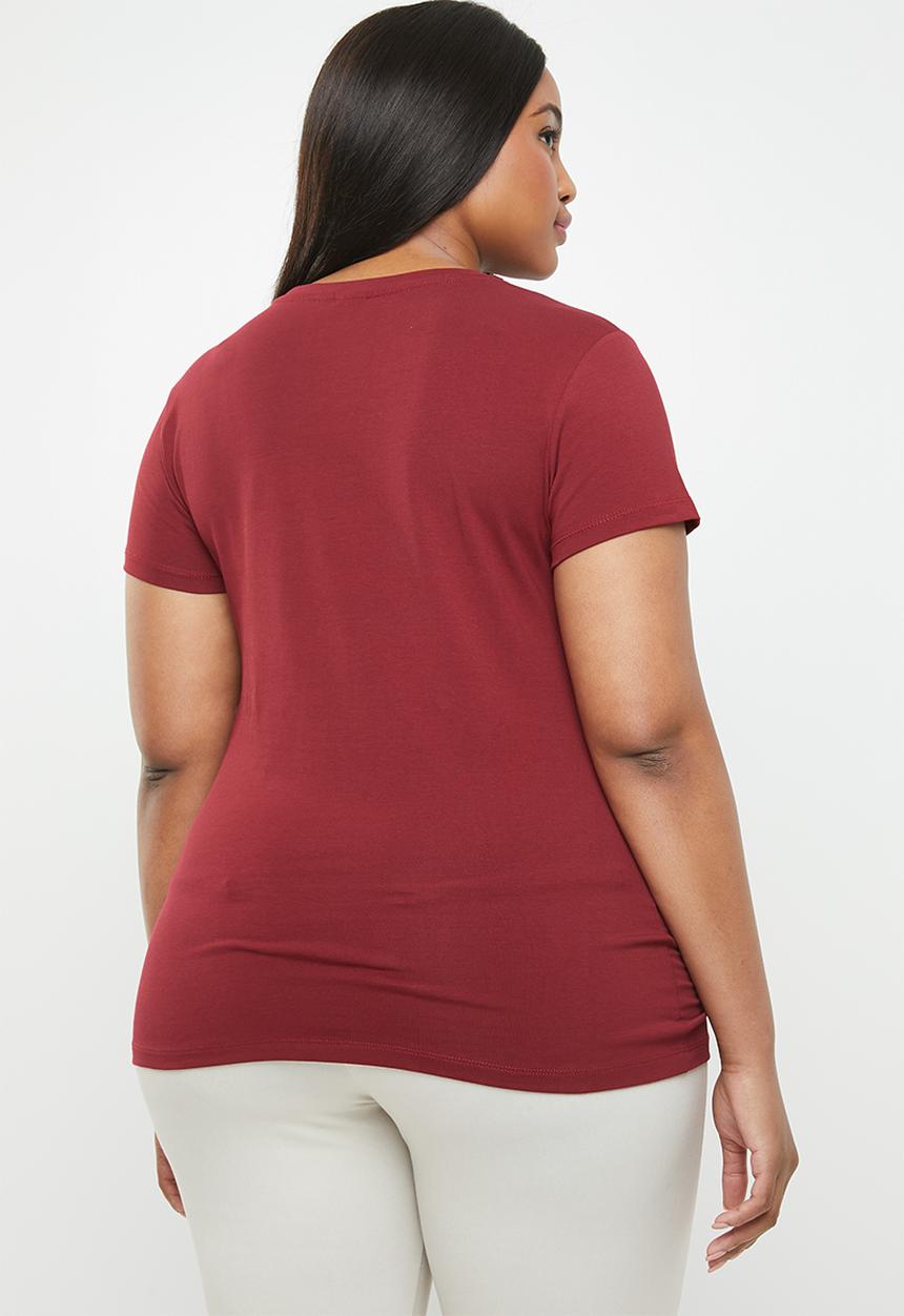 POLO - Plus size allie pony stretch tee - burgundy