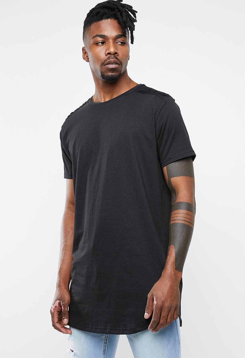 Brave Soul - Bladen longline short sleeve tee - black