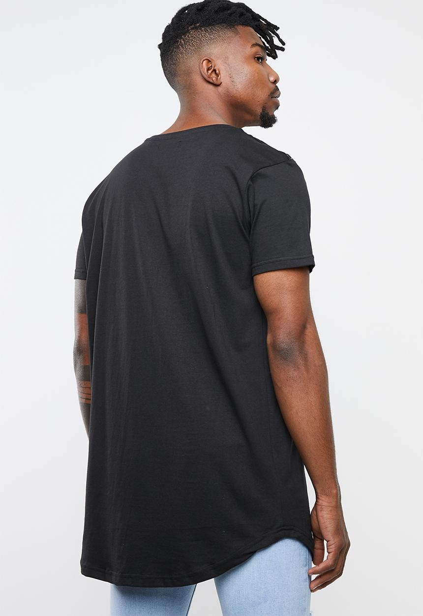 Brave Soul - Bladen longline short sleeve tee - black