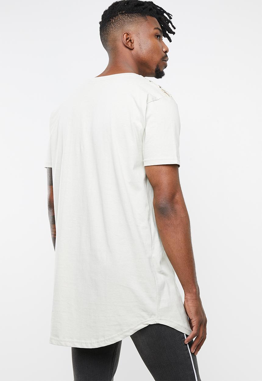 Brave Soul - Bladen longline short sleeve tee - beige 