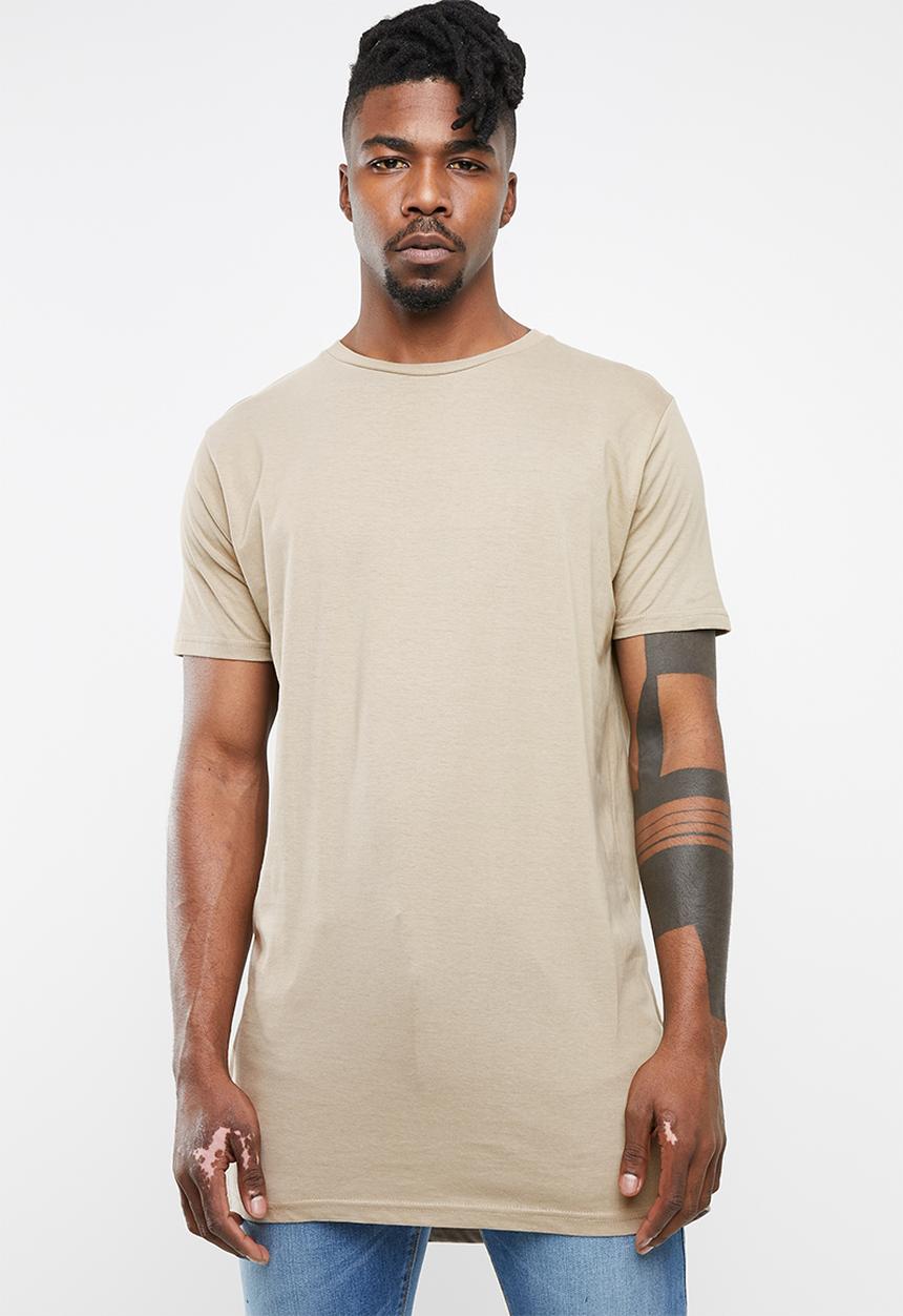 Brave Soul - Harrele longer length tee - beige