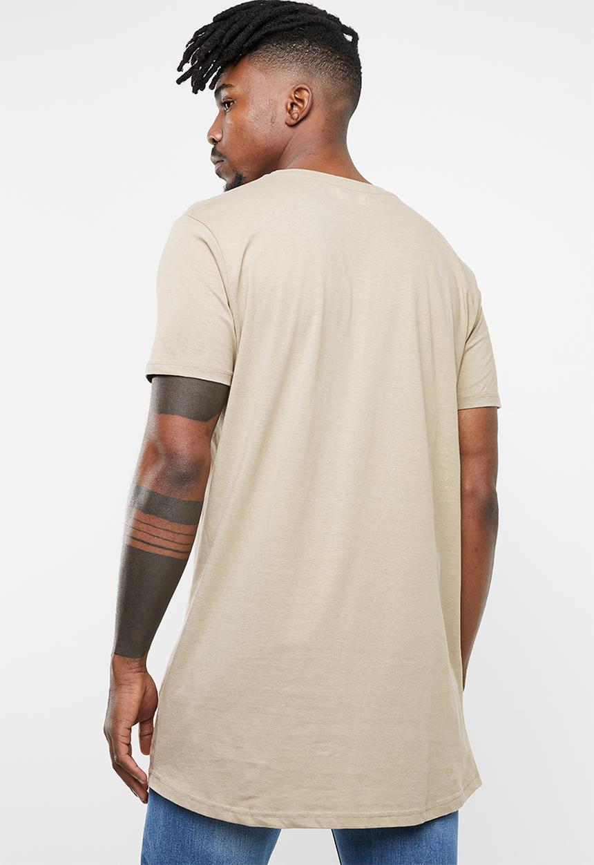 Brave Soul - Harrele longer length tee - beige