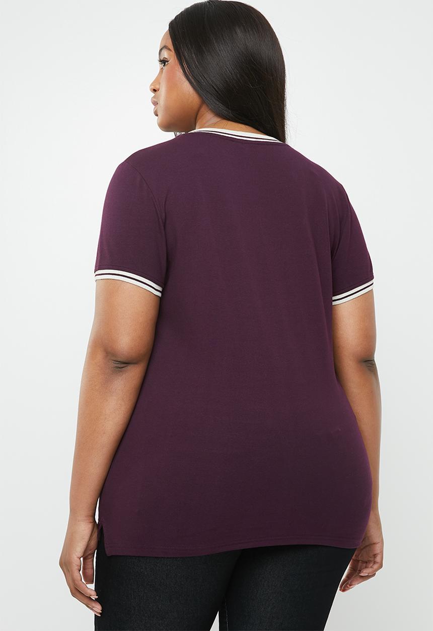 POLO - Plus size simone v neck golfer - burgundy