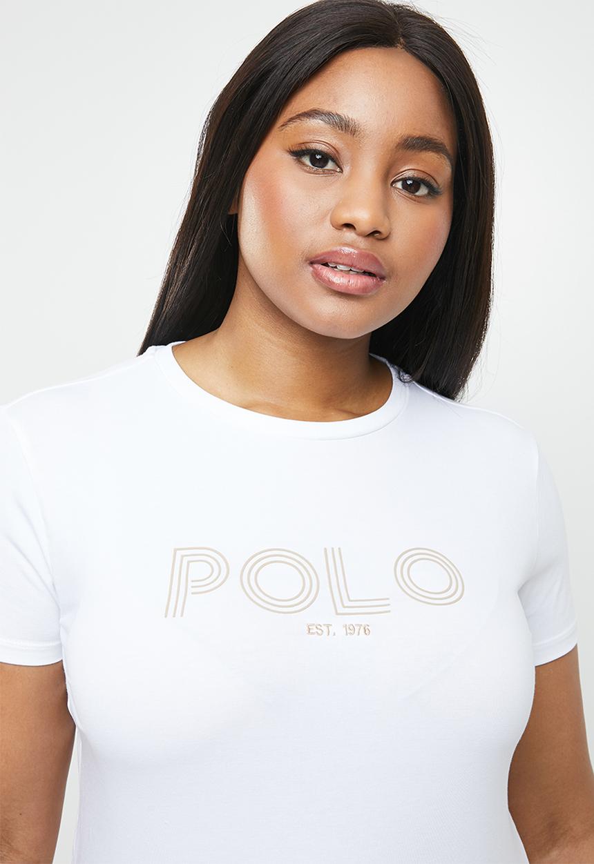 POLO - Plus size alana printed tee - white