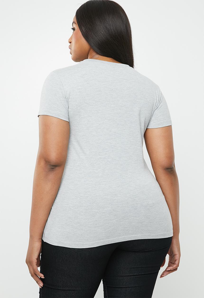 POLO - Plus size alana printed tee - grey