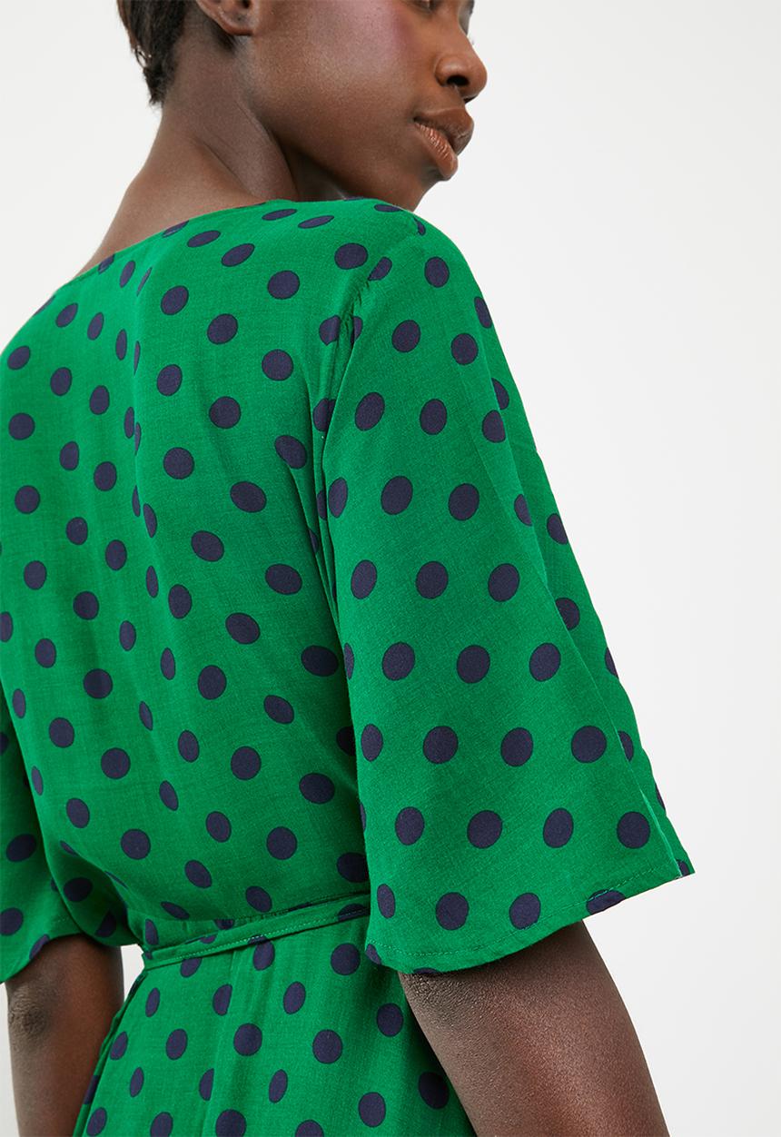 c(inch) - Frill detail wrap dress - green