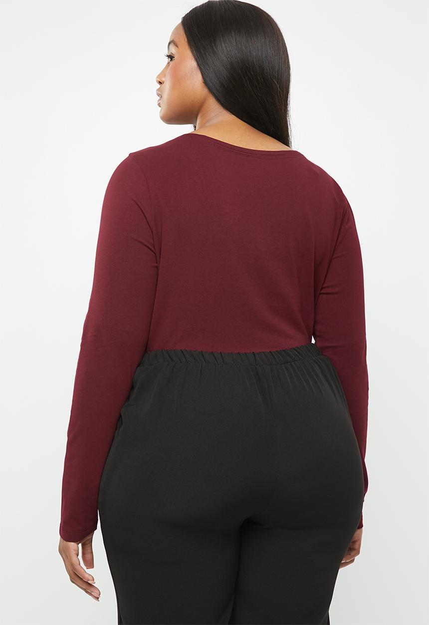 POLO - Plus size emily pony tee - burgundy